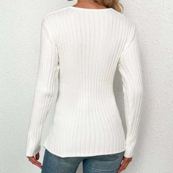 Split Ribbed Knit Sweater - Picture 6 of 7